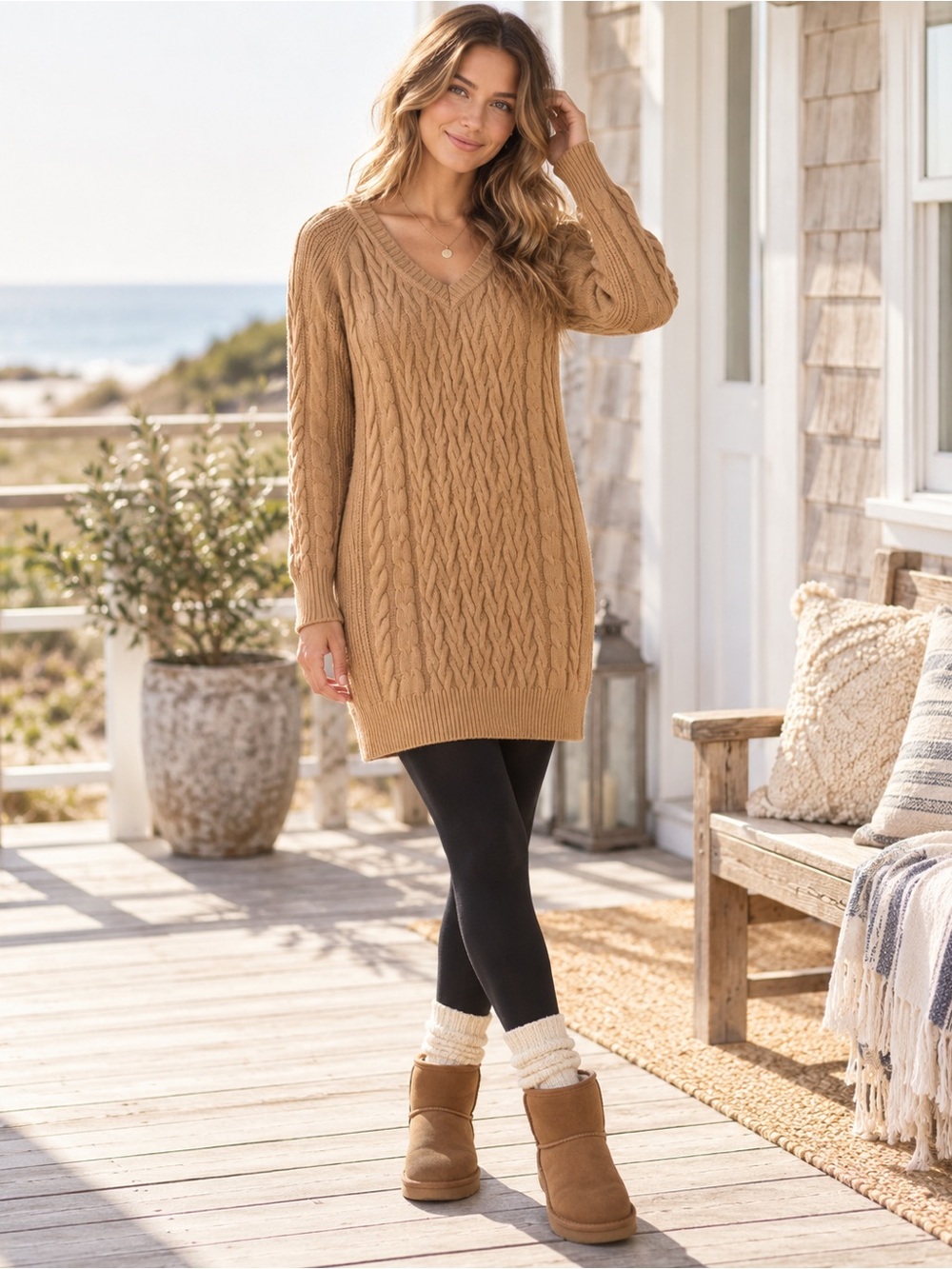 Devoted Cable Knit Sweater Dress Size XL NWT Boho Indie Coastal Fall Academia